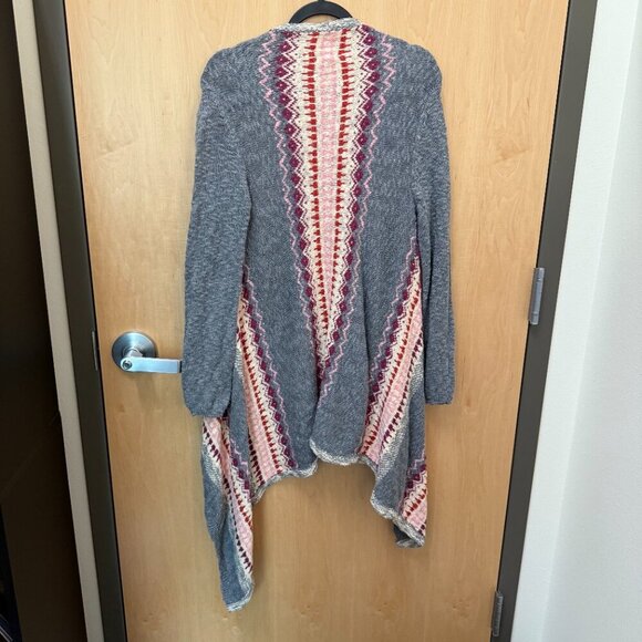 Mossimo Gray Knit Tribal Waterfall Cardigan Women’s Medium - Picture 3 of 3